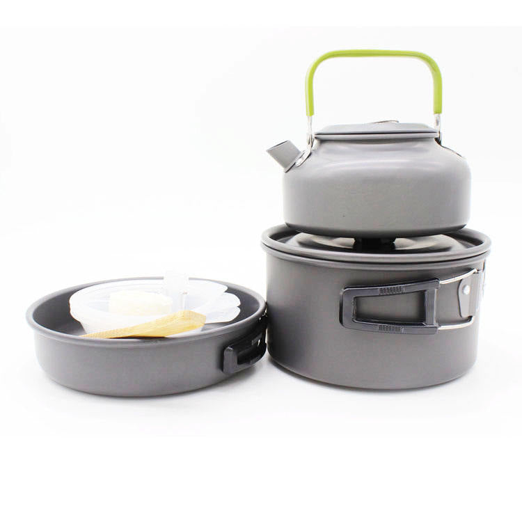2-3 person camping cookware with kettle