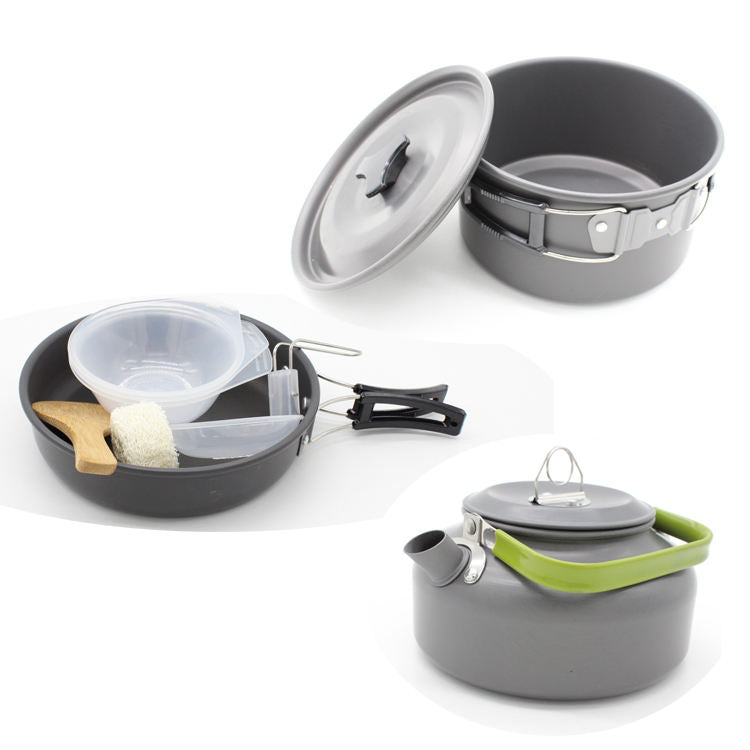 2-3 person camping cookware with kettle
