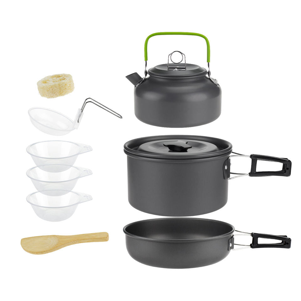 5-7 person camping cookware with kettle